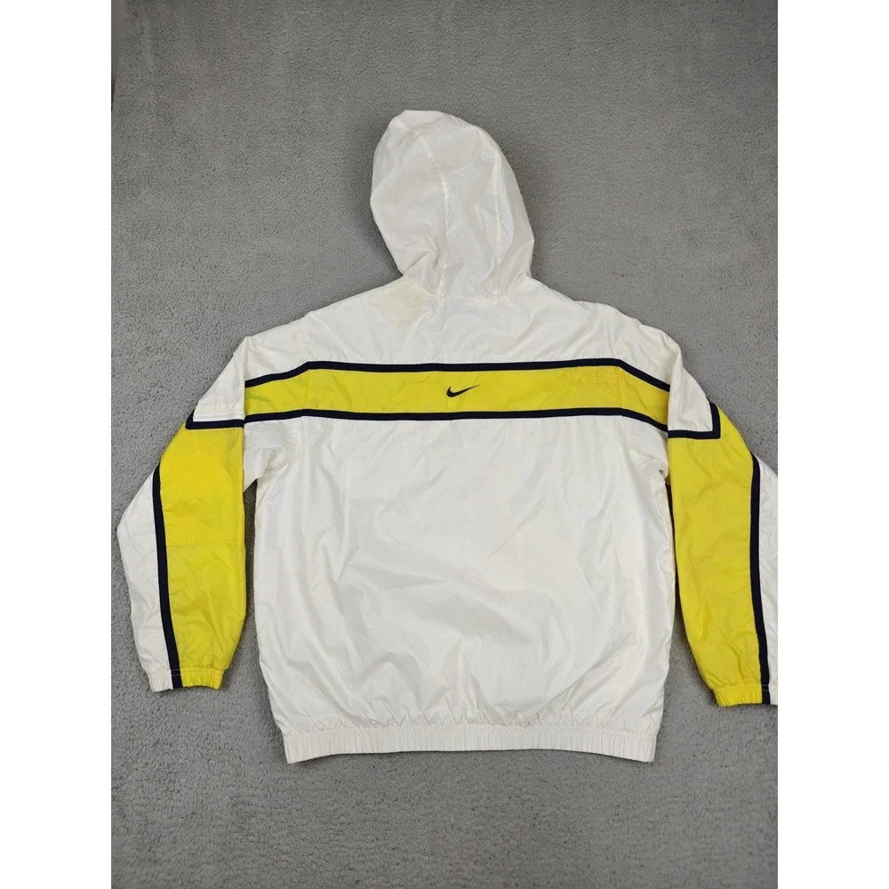 Vintage Nike Windbreaker‎ Jacket Youth Large 12-14 White Yellow Hooded Zip